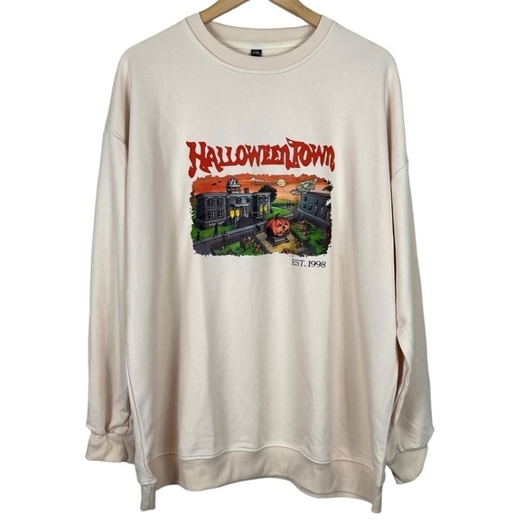NWT Halloween Town cream Colored Long Sleeved Crewneck Top Sz 2XL - Picture 1 of 8
